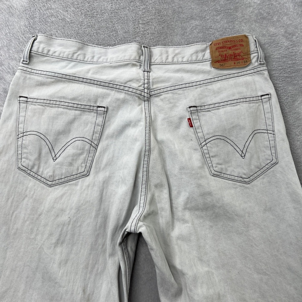 Levi's 567 Low Loose Bootcut Jeans 36x34 Grey Mens Vintage Y2K Baggy Skate - Picture 11 of 16